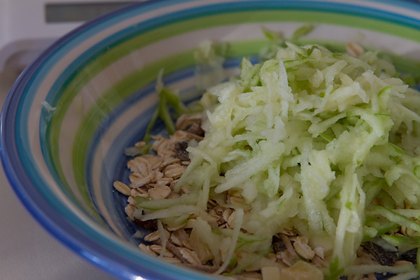 natural muesli with grated apple