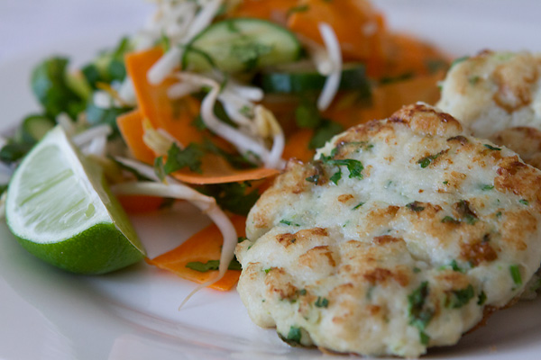 thai fishcakes and salad